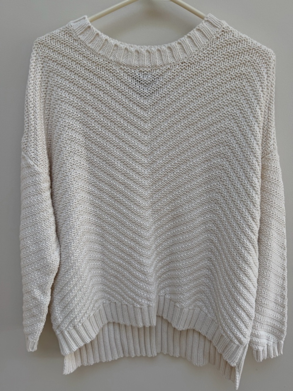Roots Cream Chevron-Knit Scoop Neck Sweater